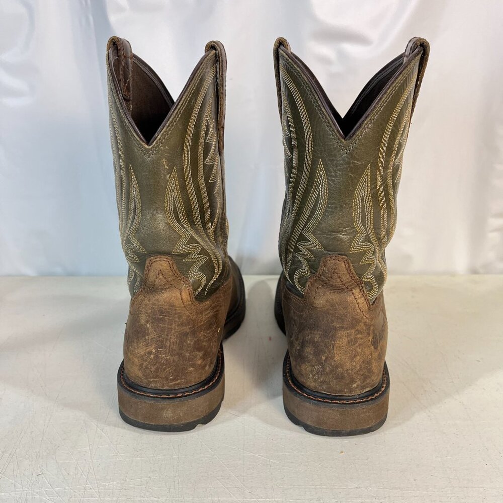 Ariat Groundstomper Work Boots Brown/Olive Green Men’s 9.5 D Pull-On Square Toe - Picture 4 of 15